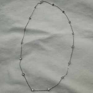 CZ station bezel set necklace in 14k White Gold